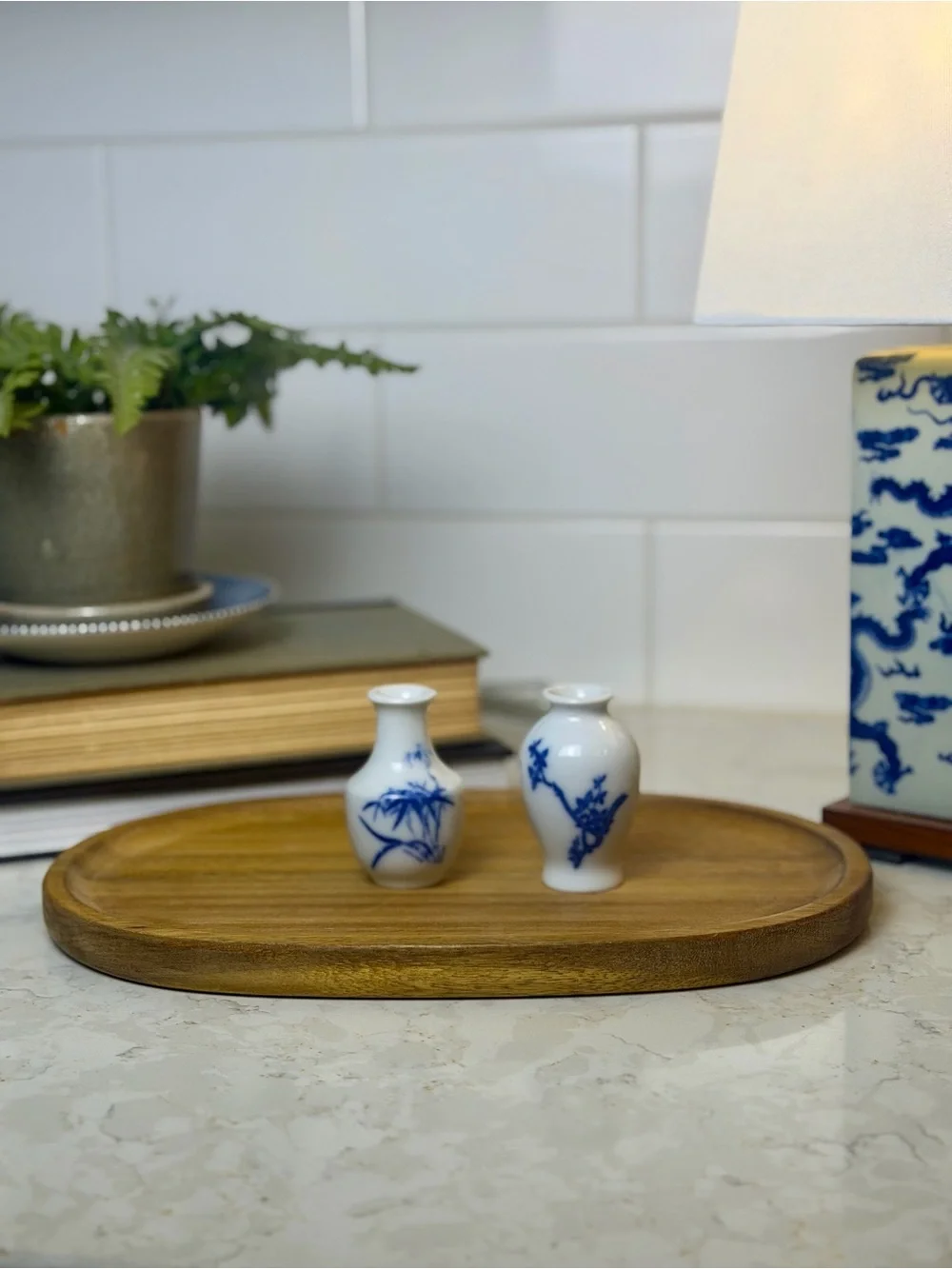 Blue and White Mini Porcelain Vases - Set of 2